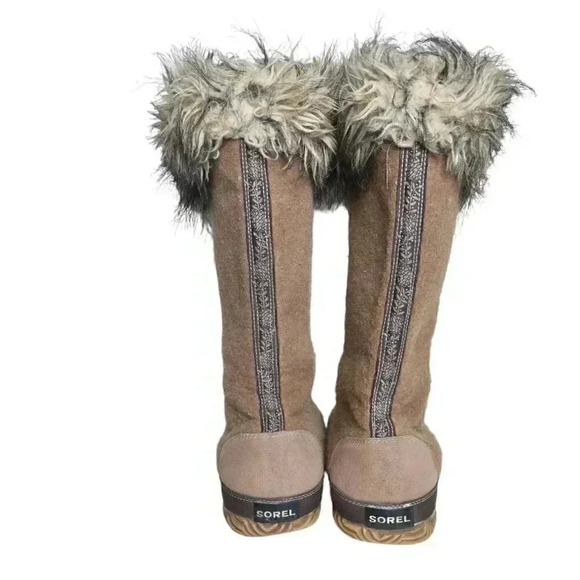 SOREL Elk Cozy Cate Liner Boot Tall Winter Felt Faux Fur Size 11 - Picture 6 of 12